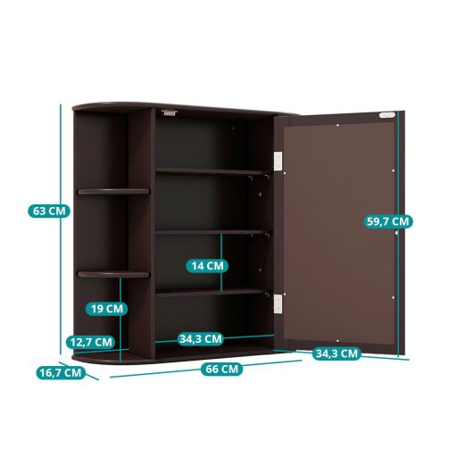 Dulap cu oglindă pentru baie, maro