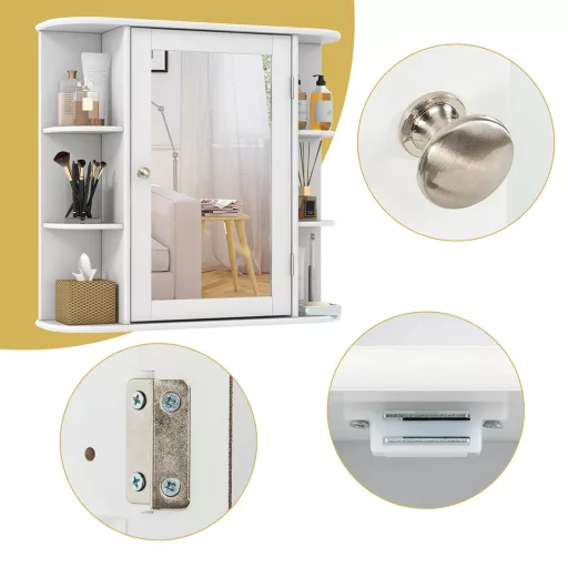 Cabinet de baie cu oglindă și spațiu de depozitare