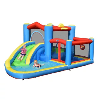 Parc Acvatic Inflatable cu Tobogan, Trambulină și Piscină