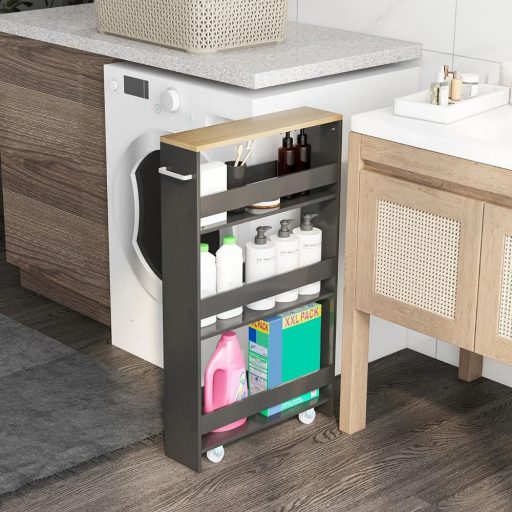 Unitate de depozitare cu 4 etaje și rafturi deschise, gri