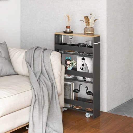 Unitate de depozitare cu 4 etaje și rafturi deschise, gri