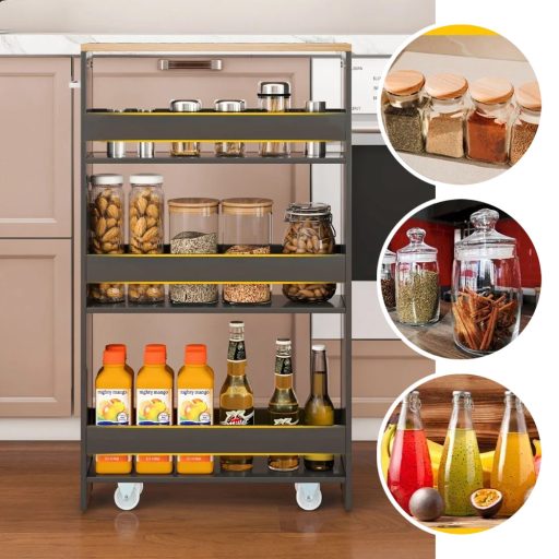 Unitate de depozitare cu 4 etaje și rafturi deschise, gri