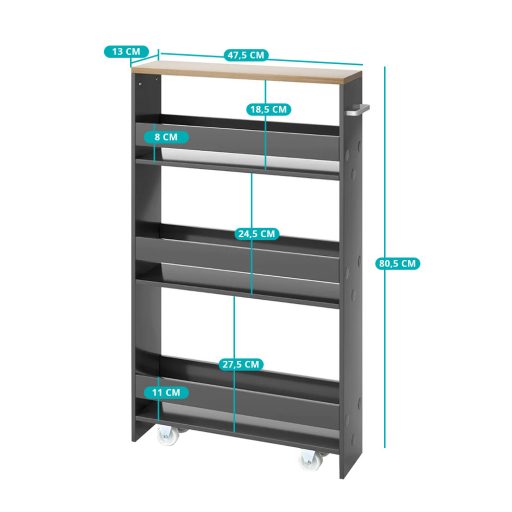 Unitate de depozitare cu 4 etaje și rafturi deschise, gri