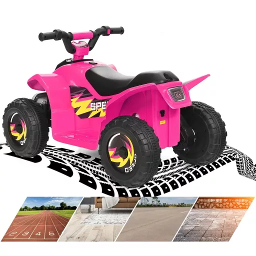 Quad electric pentru copii cu baterie, roz