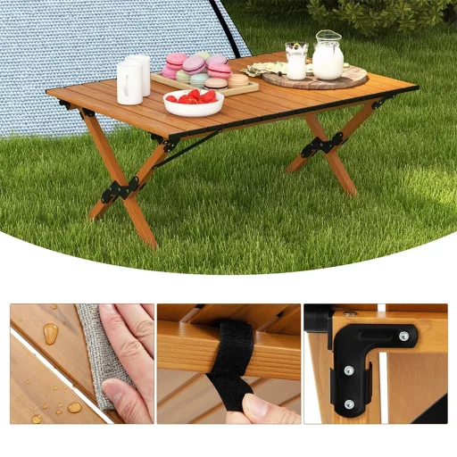 Masă de Camping Pliabilă din Aluminiu cu Geantă de Transport