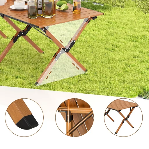 Masă de Camping Pliabilă din Aluminiu cu Geantă de Transport