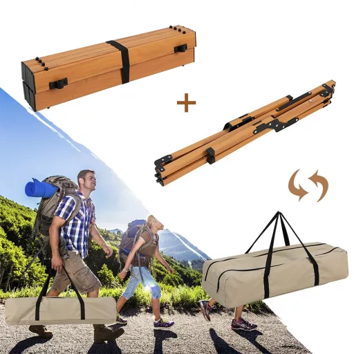 Masă de Camping Pliabilă din Aluminiu cu Geantă de Transport