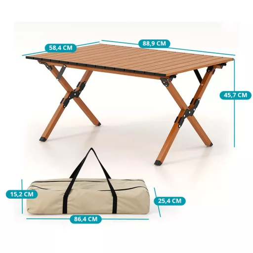 Masă de Camping Pliabilă din Aluminiu cu Geantă de Transport