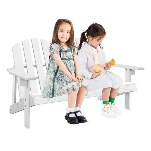 Scaun Adirondack pentru 2 persoane pentru copii, alb