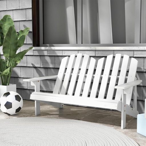 Scaun Adirondack pentru 2 persoane pentru copii, alb