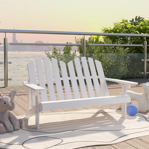 Scaun Adirondack pentru 2 persoane pentru copii, alb