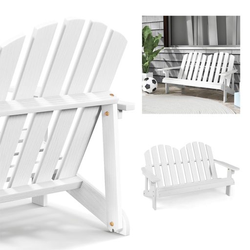 Scaun Adirondack pentru 2 persoane pentru copii, alb