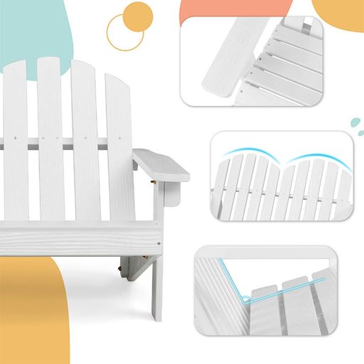 Scaun Adirondack pentru 2 persoane pentru copii, alb