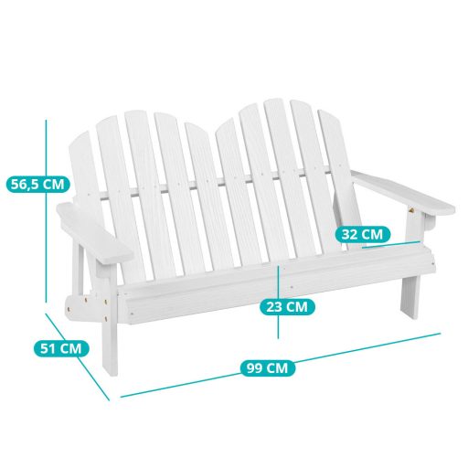 Scaun Adirondack pentru 2 persoane pentru copii, alb