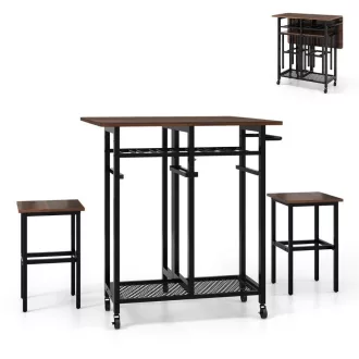 Set de masă pentru dining cu suport pentru vin, 3 piese