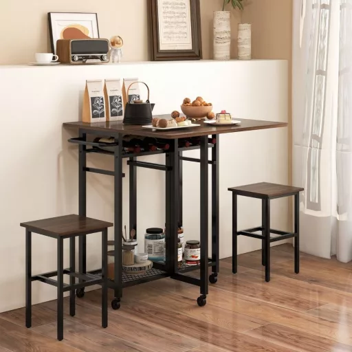 Set de masă pentru dining cu suport pentru vin, 3 piese