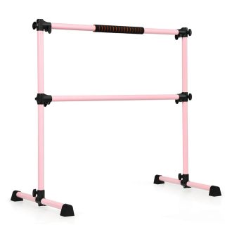 Bară de balet dublă portabilă roz