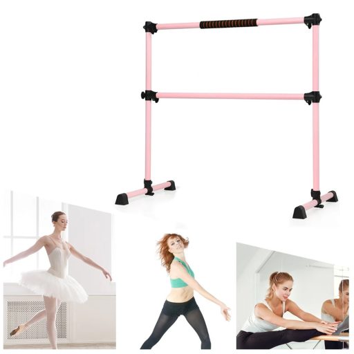Bară de balet dublă portabilă roz