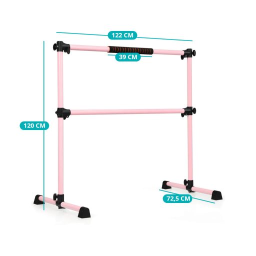 Bară de balet dublă portabilă roz