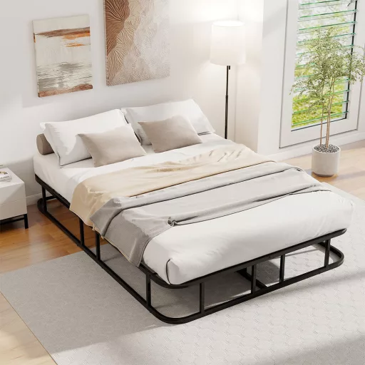 Cadru pat matrimonial din metal, 137x190 cm