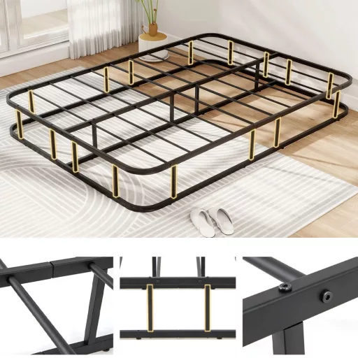 Cadru pat matrimonial din metal, 137x190 cm