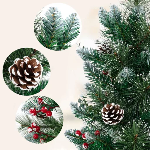 Brad artificial de Crăciun decorat cu 20 de lumini LED calde, 90cm
