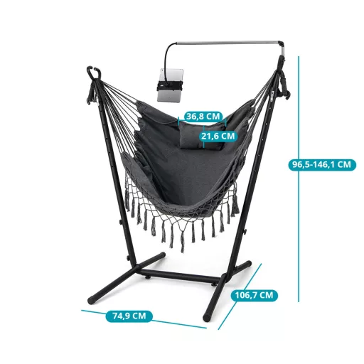 Scaun Suspendat cu Înălțime Reglabilă și Suport pentru Telefon