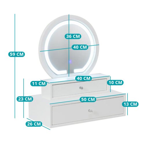 Oglindă de Machiaj de Birou cu 2 Sertare