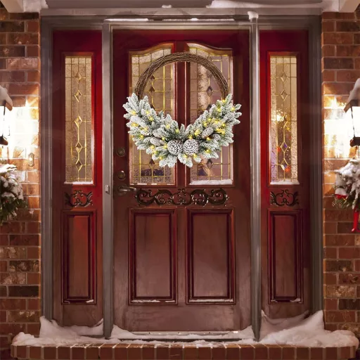 Coronă de Iarnă Zăpezită cu Lumini LED Călduroase