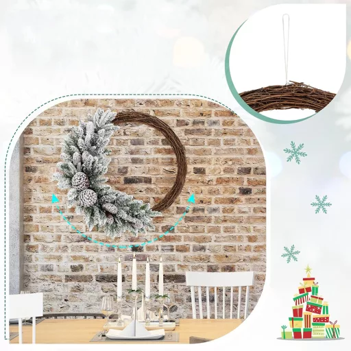 Coronă de Iarnă Zăpezită cu Lumini LED Călduroase