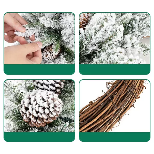 Coronă de Iarnă Zăpezită cu Lumini LED Călduroase