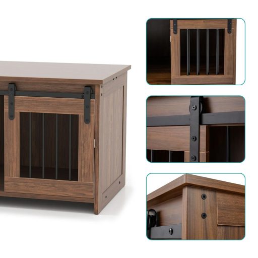 Cușcă interioară rustică pentru câini, maro