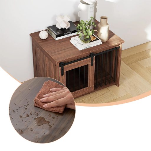 Cușcă interioară rustică pentru câini, maro