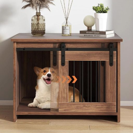 Cușcă interioară rustică pentru câini, maro