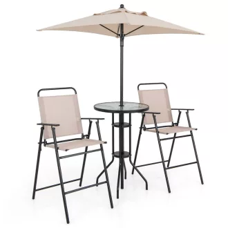 Set de bar exterior cu umbrelă, 4 piese