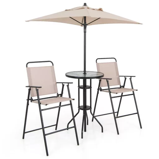 Set de bar exterior cu umbrelă, 4 piese