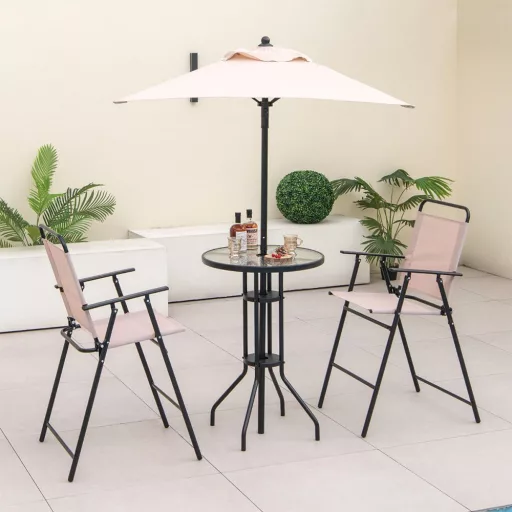 Set de bar exterior cu umbrelă, 4 piese