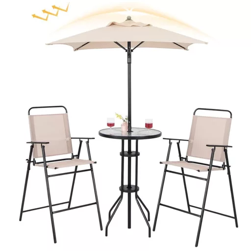 Set de bar exterior cu umbrelă, 4 piese