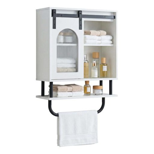 Dulap de baie cu suport pentru prosoape și raft deschis