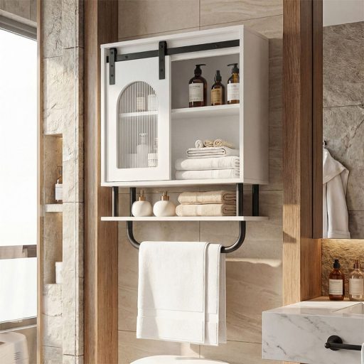 Dulap de baie cu suport pentru prosoape și raft deschis