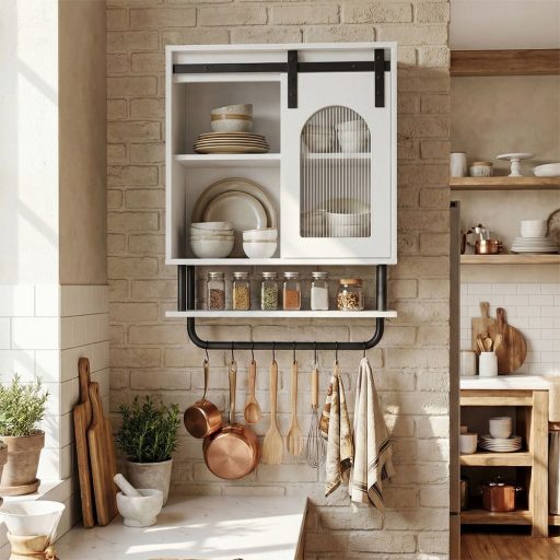 Dulap de baie cu suport pentru prosoape și raft deschis