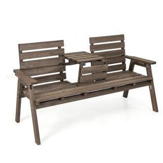 Bancă de grădină cu măsuță pliabilă în mijloc