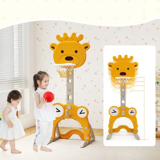 Coș de baschet ajustabil 4 în 1 cu ring toss, portocaliu