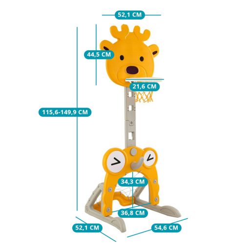 Coș de baschet ajustabil 4 în 1 cu ring toss, portocaliu