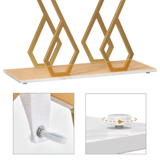 Masă decorativă cu picioare reglabile și blat cu efect marmură 100 x 30 x 79 cm