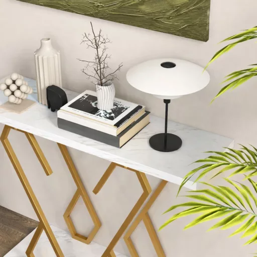 Masă decorativă cu picioare reglabile și blat cu efect marmură 100 x 30 x 79 cm