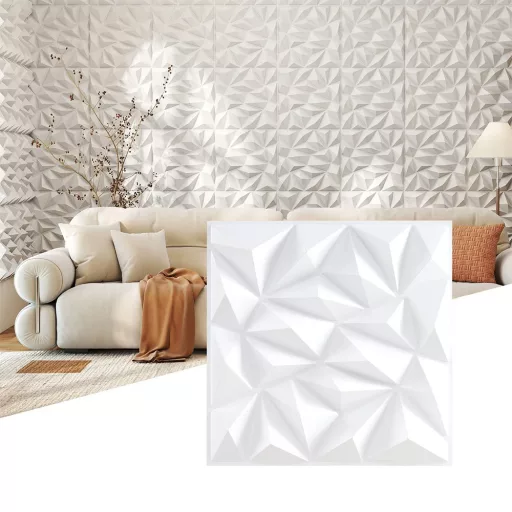 Set de 40 panouri 3D pentru perete cu modele în formă de diamant