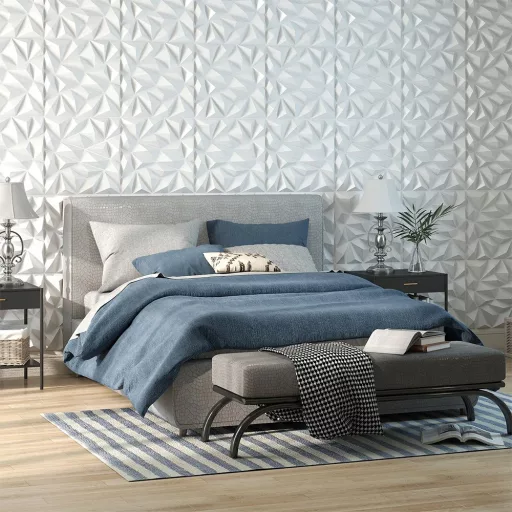 Set de 40 panouri 3D pentru perete cu modele în formă de diamant