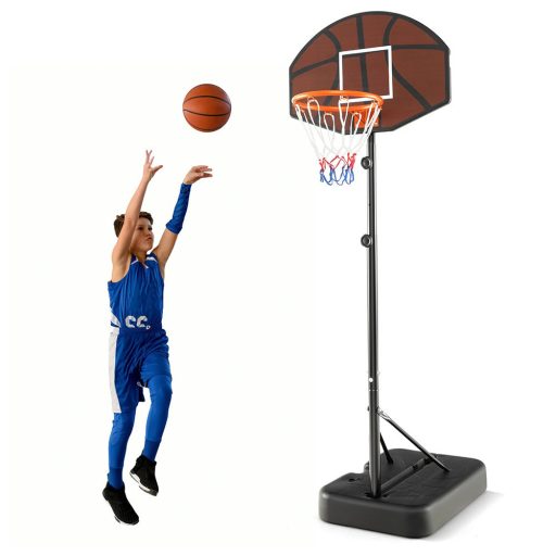 Panou de baschet pentru copii cu înălțime ajustabilă, maro