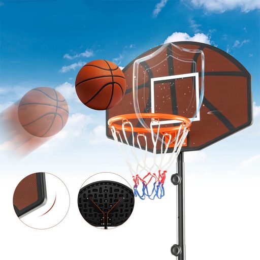 Panou de baschet pentru copii cu înălțime ajustabilă, maro